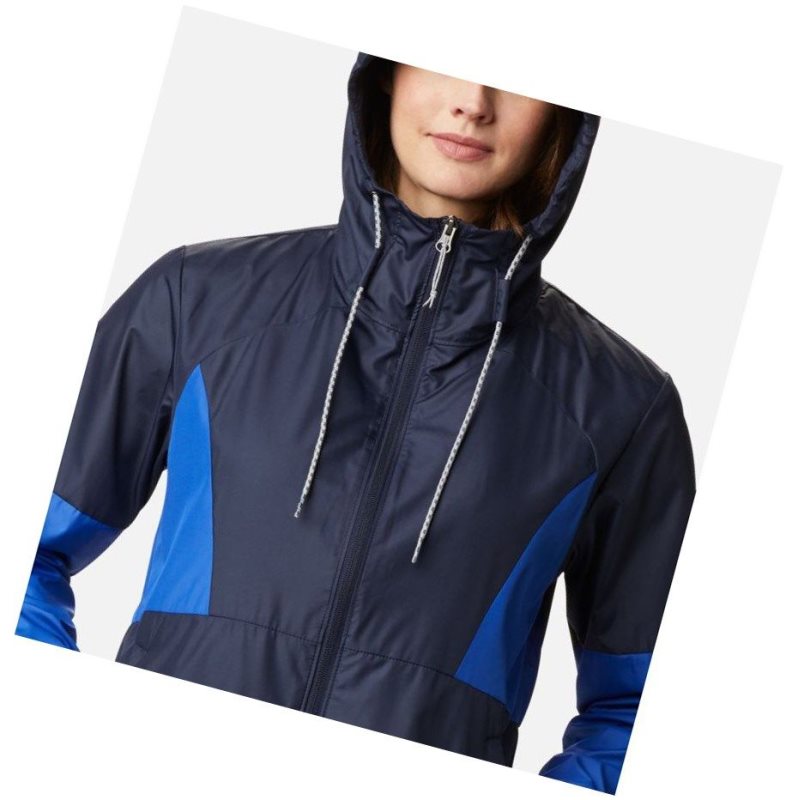 Kurtki Columbia Side Hill Windbreaker Damskie Granatowe Niebieskie | 81CIMGABV