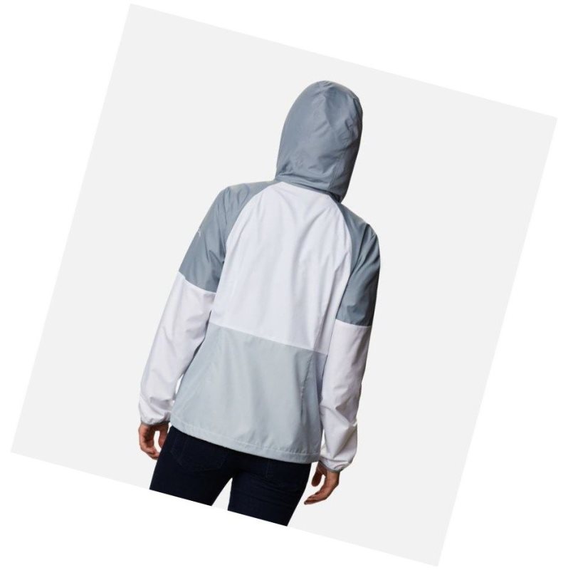 Kurtki Columbia Side Hill Windbreaker Damskie Szare Białe | 53HTPVKJB