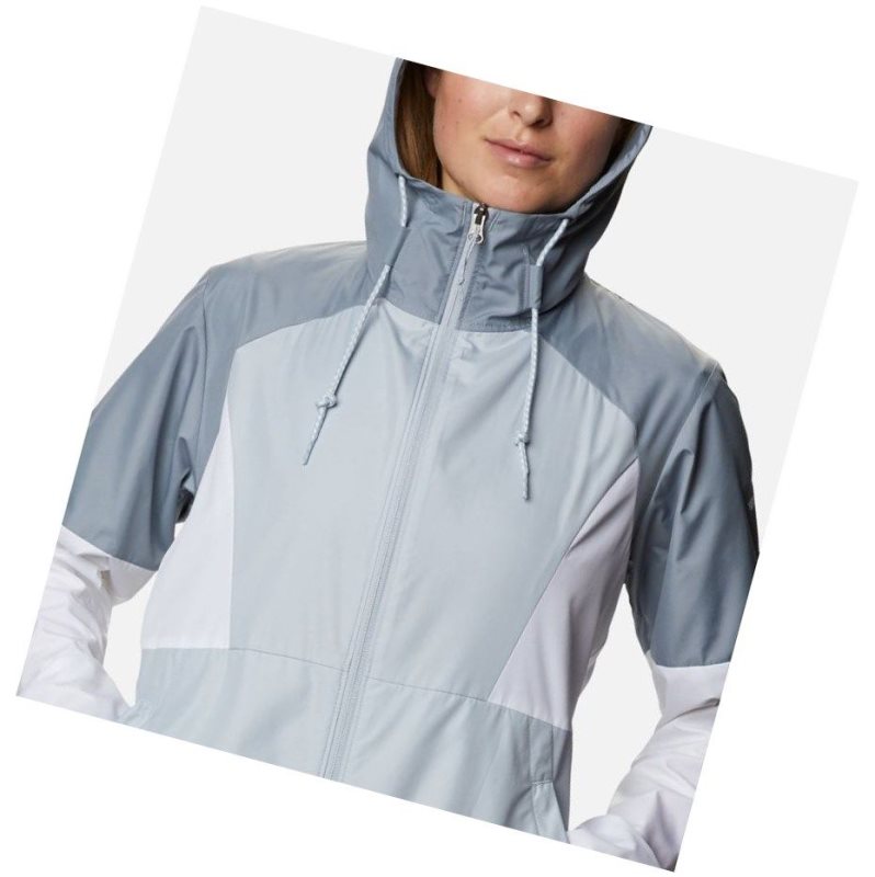 Kurtki Columbia Side Hill Windbreaker Damskie Szare Białe | 53HTPVKJB