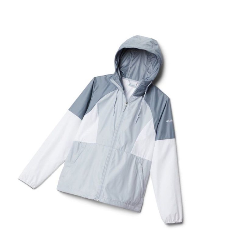 Kurtki Columbia Side Hill Windbreaker Damskie Szare Białe | 06FWASDIG