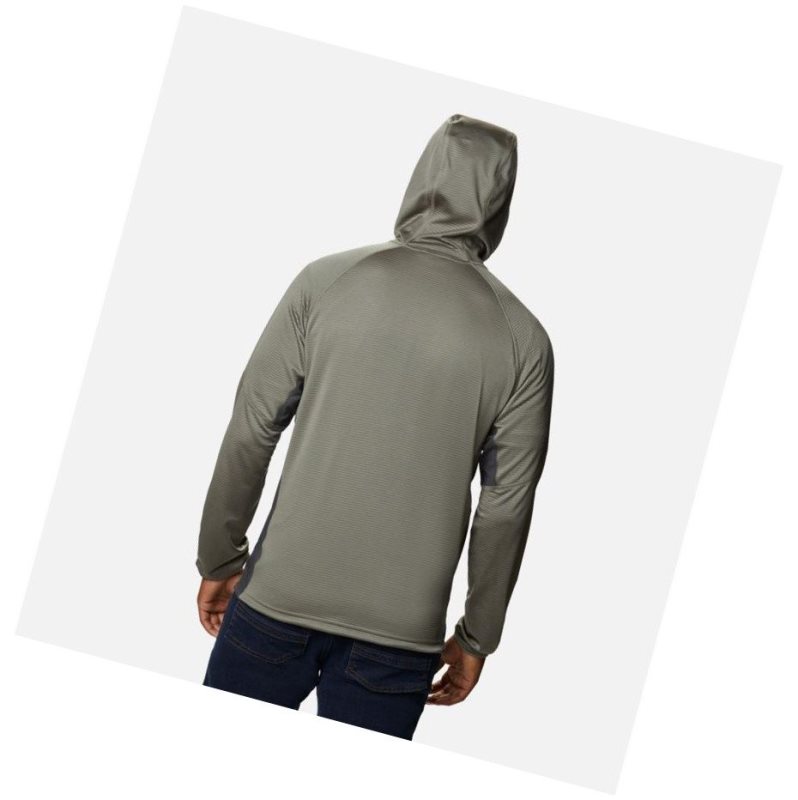 Kurtki Columbia Single Canyon Hooded Fleece Męskie Szare Zielone | 32TZOLIYH