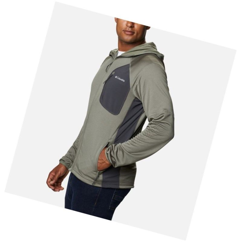 Kurtki Columbia Single Canyon Hooded Fleece Męskie Szare Zielone | 32TZOLIYH