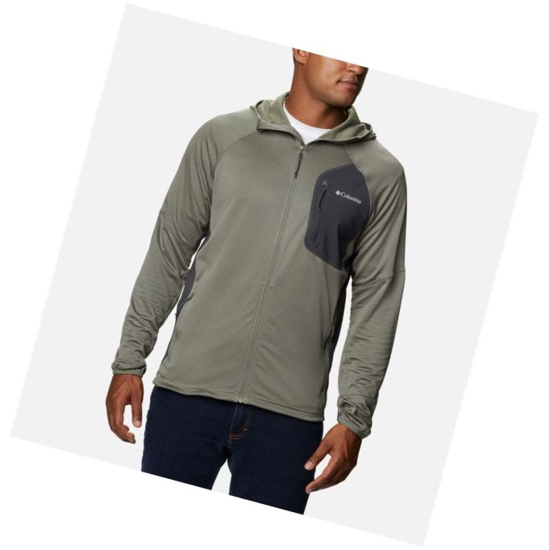 Kurtki Columbia Single Canyon Hooded Fleece Męskie Szare Zielone | 32TZOLIYH