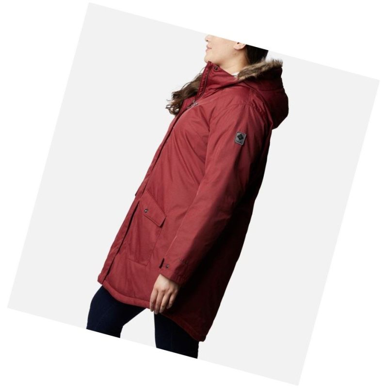 Kurtki Columbia Suttle Mountain Long Insulated Plus Size Damskie Czerwone | 72GODXQEK