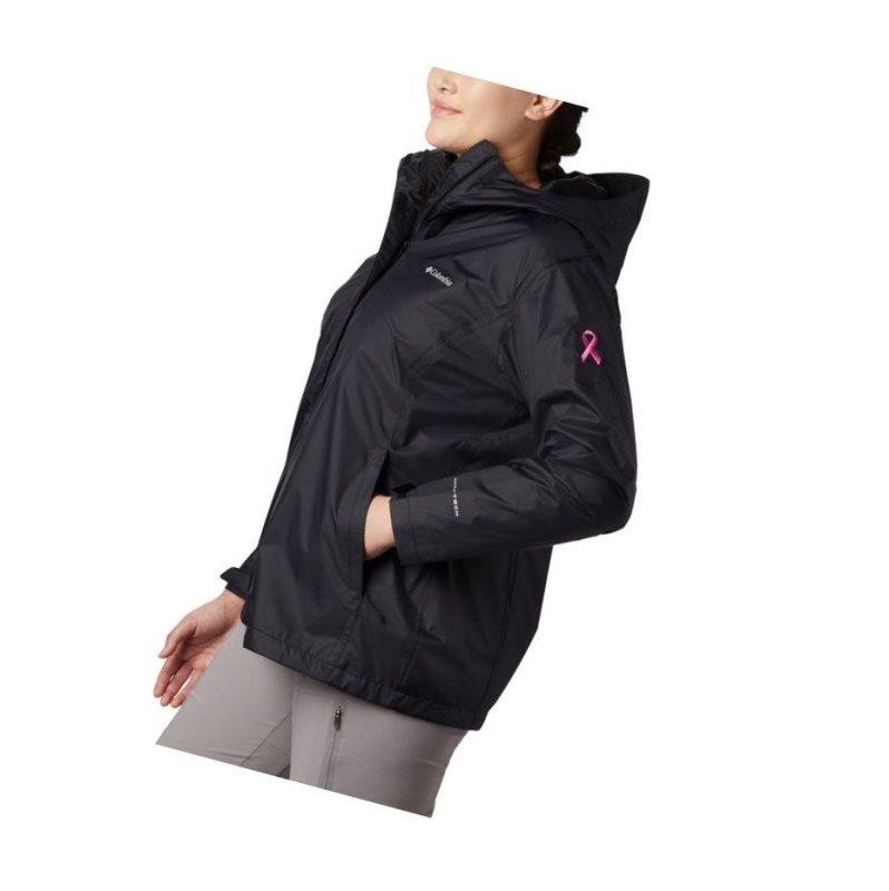 Kurtki Columbia Tested Tough in Pink Rain II Plus Size Damskie Czarne | 64RBOASZK