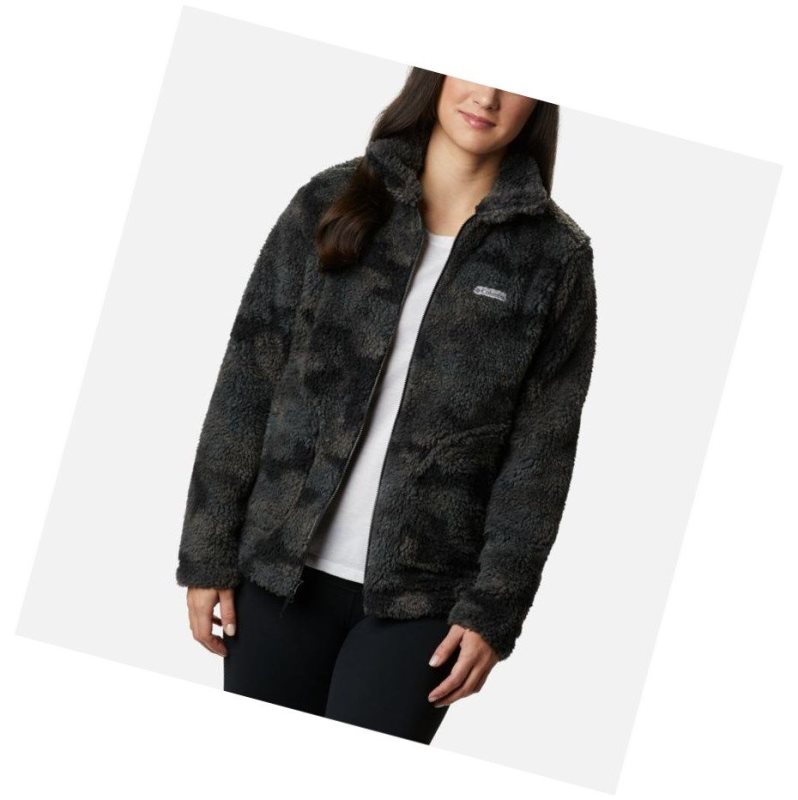 Kurtki Columbia Winter Pass Sherpa Full Zip Damskie Czarne Camo | 67KOMEQAU