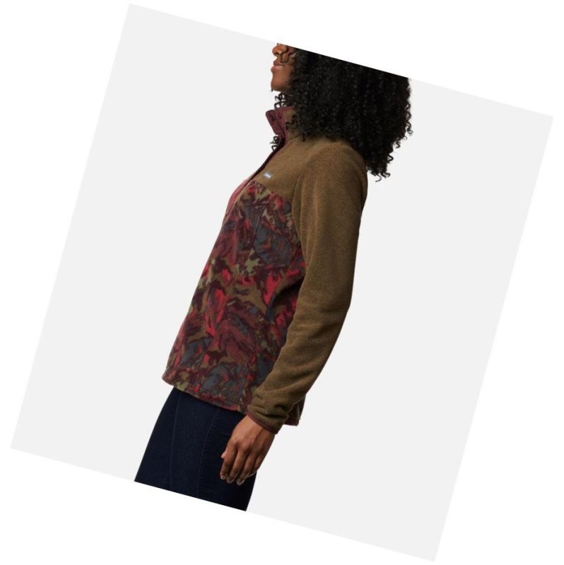 Pulower Columbia Benton Springs Printed Half Snap Fleece Damskie Oliwkowe | 72KPLRFTA