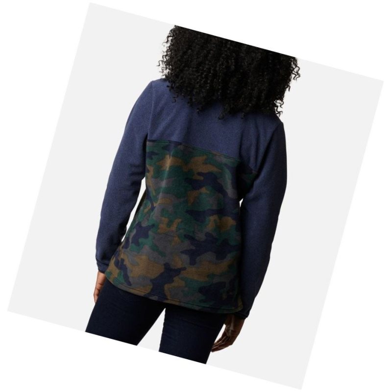 Pulower Columbia Benton Springs Printed Half Snap Fleece Damskie Granatowe Camo | 70JMUOCRS