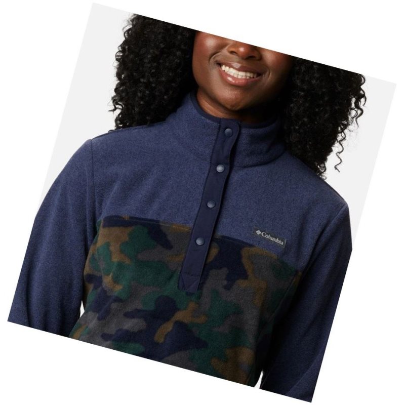 Pulower Columbia Benton Springs Printed Half Snap Fleece Damskie Granatowe Camo | 70JMUOCRS