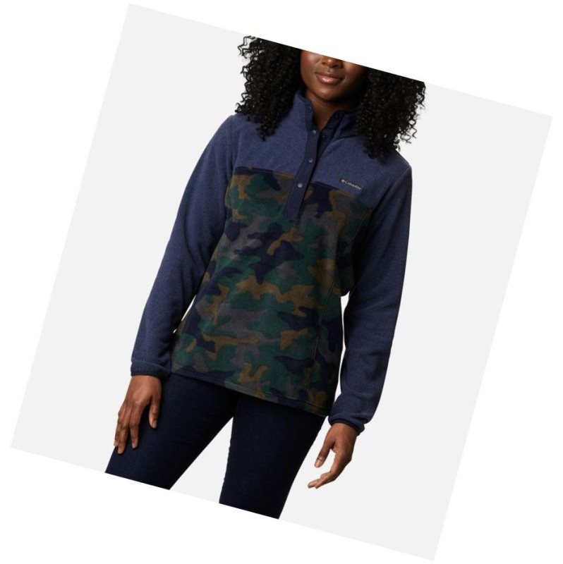 Pulower Columbia Benton Springs Printed Half Snap Fleece Damskie Granatowe Camo | 70JMUOCRS