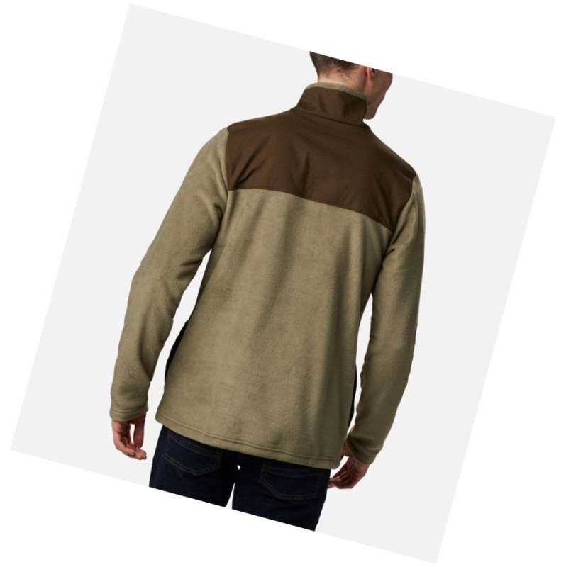 Pulower Columbia Cottonwood Park Half Snap Fleece Męskie Szare Zielone Oliwkowe | 80MNDBOIY