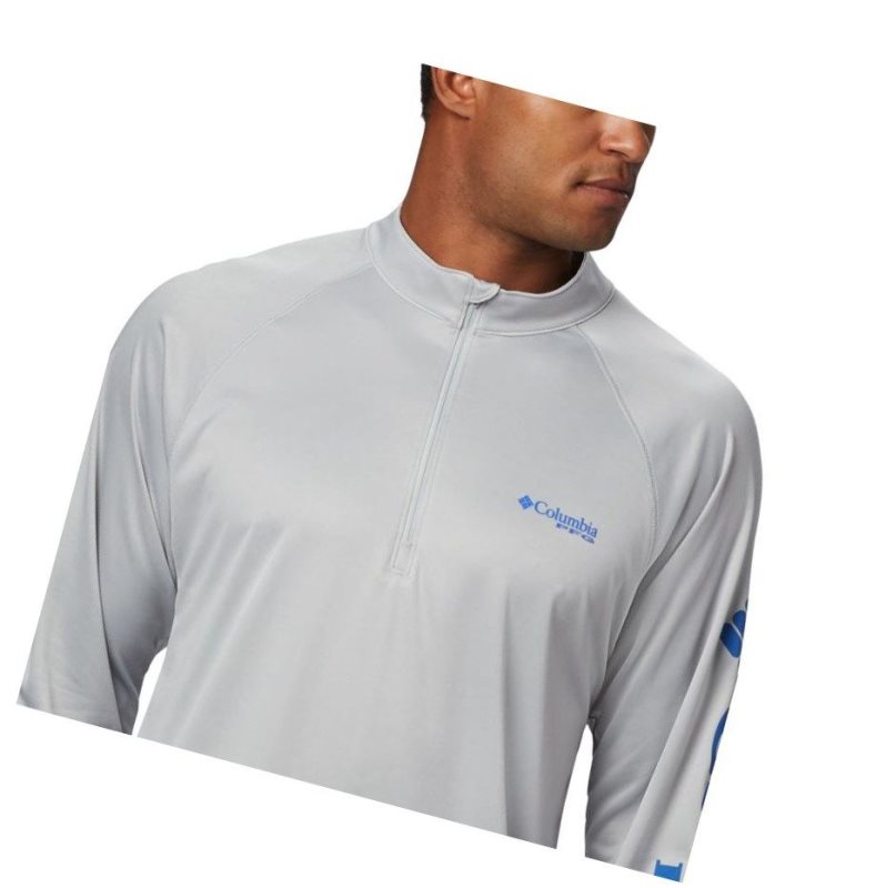 Pulower Columbia PFG Terminal Tackle 1/4 Zip Big Męskie Szare Niebieskie | 61MQHKLFC