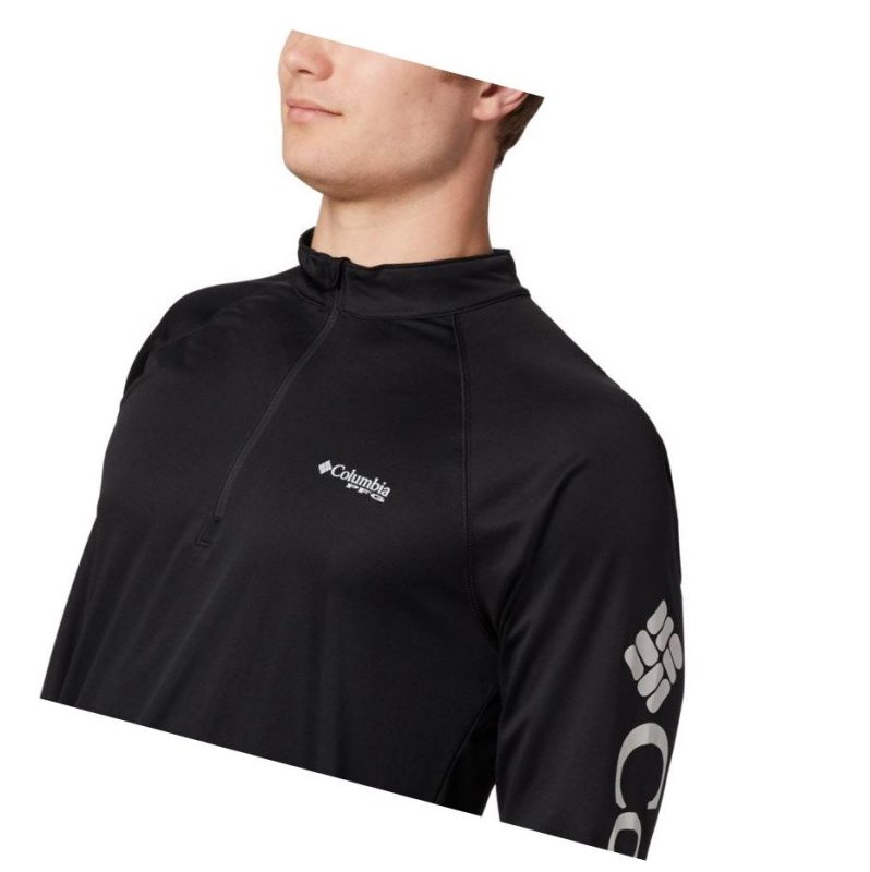 Pulower Columbia PFG Terminal Tackle 1/4 Zip Męskie Czarne Szare | 94XAIQGTH