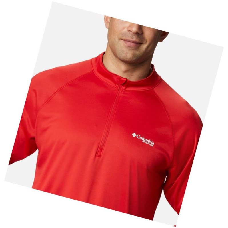 Pulower Columbia PFG Terminal Tackle 1/4 Zip Męskie Czerwone Białe | 46IPSWHJZ