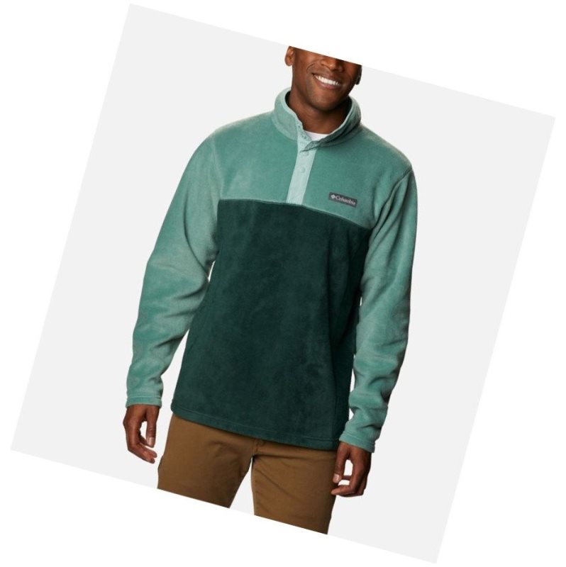 Pulower Columbia Steens Mountain Half Snap Fleece Męskie Zielone Głęboka Turkusowe | 54PYNEJVI