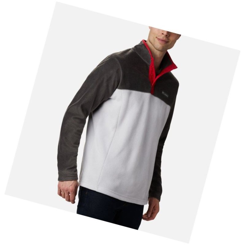 Pulower Columbia Steens Mountain Half Snap Fleece Męskie Szare Niebieskie Czerwone | 32GQENUMV