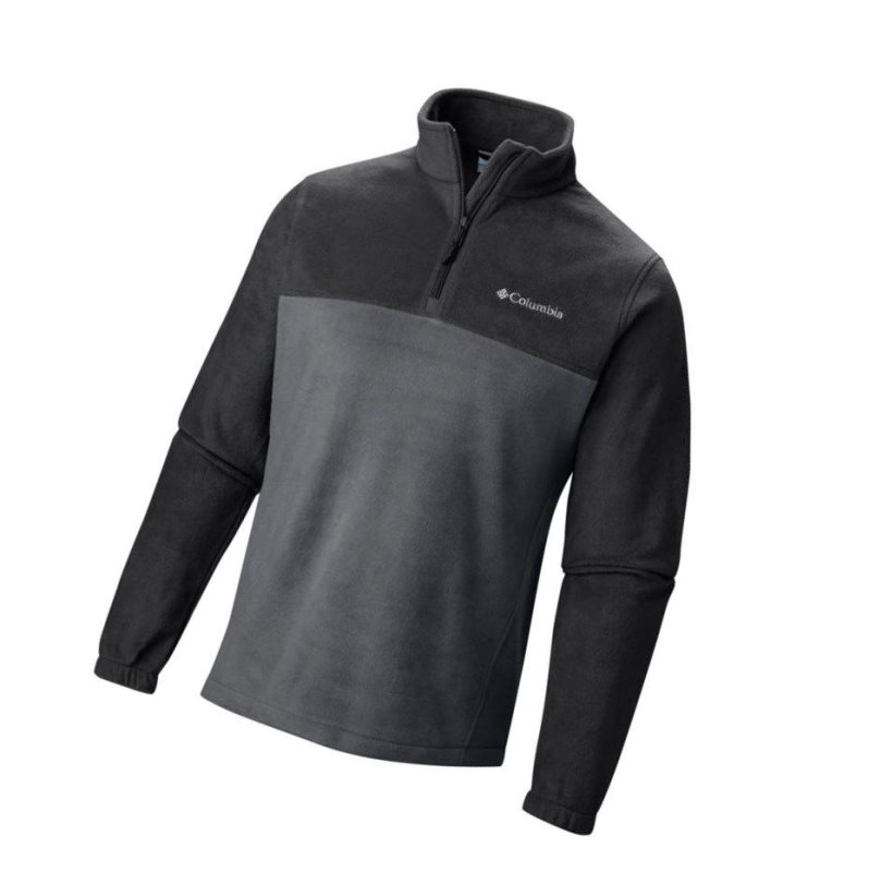 Pulower Columbia Steens Mountain Half Zip Fleece Męskie Czarne Ciemny Szare | 59ZORXBQV