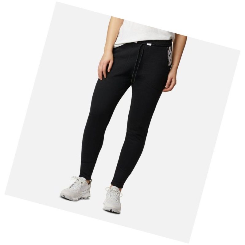 Spodnie Columbia Lodge Knit Jogger Damskie Czarne Białe | 53WEMBXPR